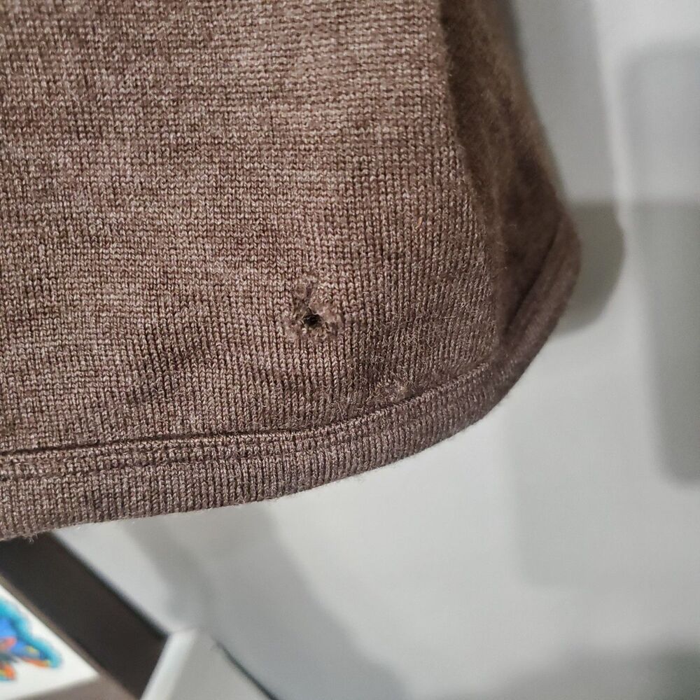 Icebreaker Sport 320 Men's Merino Wool 1/4 Zip Sweater Size XL Brown HOLES READ - Picture 5 of 14